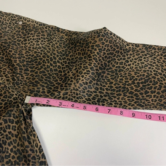 NWT Frame Le Crop Mini Boot Coated Jeans Womens 24 Leopard Tan Black - Picture 11 of 12
